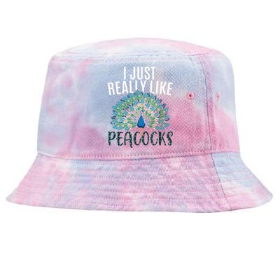 Cool Peacock Design For Men Women Bird Peacock Lovers Tie-Dyed Bucket Hat