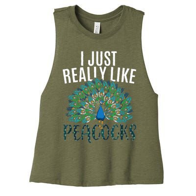 Cool Peacock Design For Men Women Bird Peacock Lovers Women's Racerback Cropped Tank