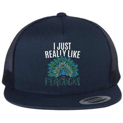 Cool Peacock Design For Men Women Bird Peacock Lovers Flat Bill Trucker Hat