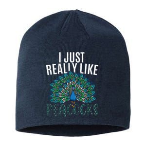 Cool Peacock Design For Men Women Bird Peacock Lovers Sustainable Beanie