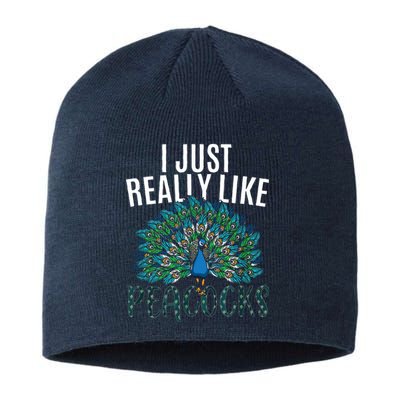 Cool Peacock Design For Men Women Bird Peacock Lovers Sustainable Beanie