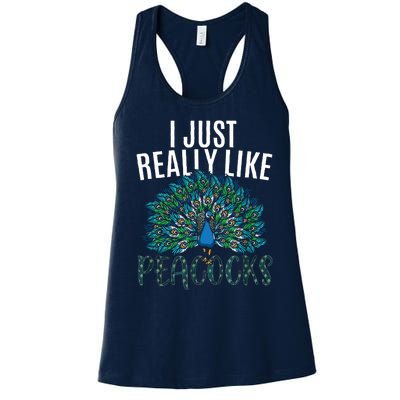 Cool Peacock Design For Men Women Bird Peacock Lovers Women's Racerback Tank