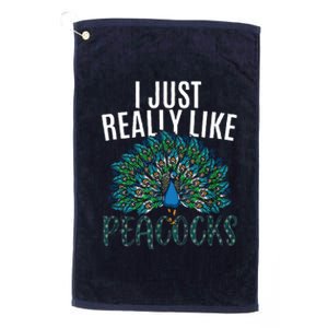 Cool Peacock Design For Men Women Bird Peacock Lovers Platinum Collection Golf Towel