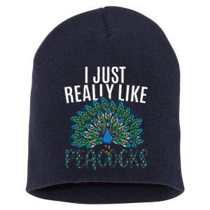 Cool Peacock Design For Men Women Bird Peacock Lovers Short Acrylic Beanie