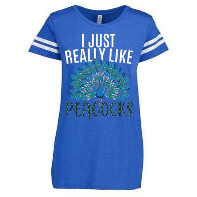 Cool Peacock Design For Men Women Bird Peacock Lovers Enza Ladies Jersey Football T-Shirt