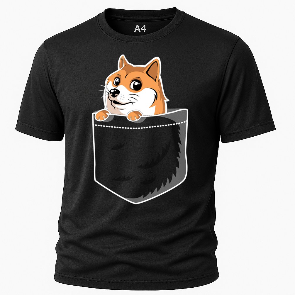 Cute Pocket Dog Design Cooling Performance Crew T-Shirt
