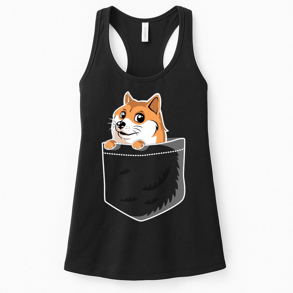 Cute Pocket Dog Design Womens Tank Top