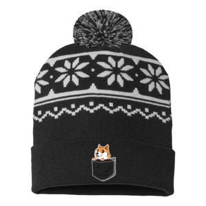 Cute Pocket Dog Design USA-Made Snowflake Beanie