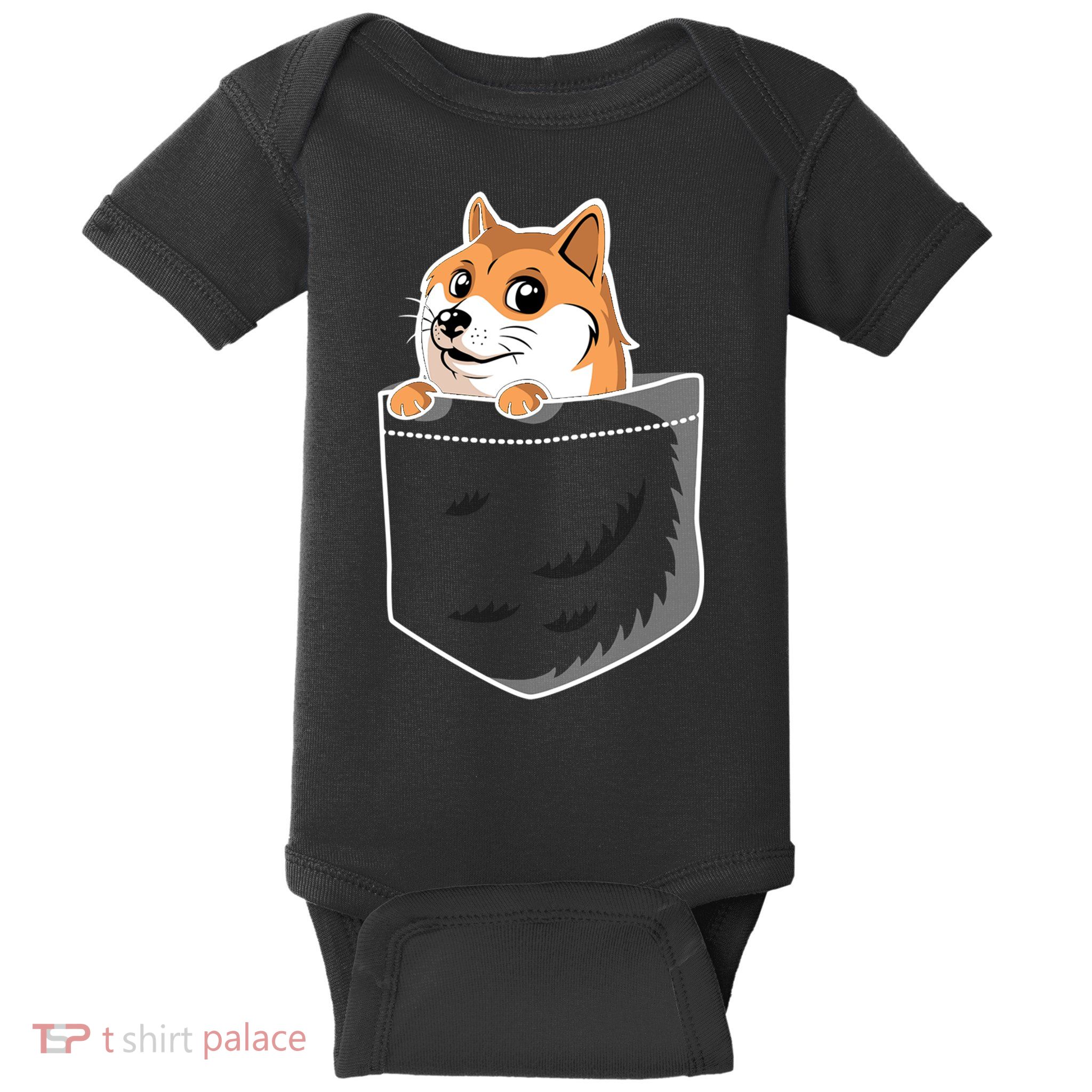 Cute Pocket Dog Design Baby Bodysuit
