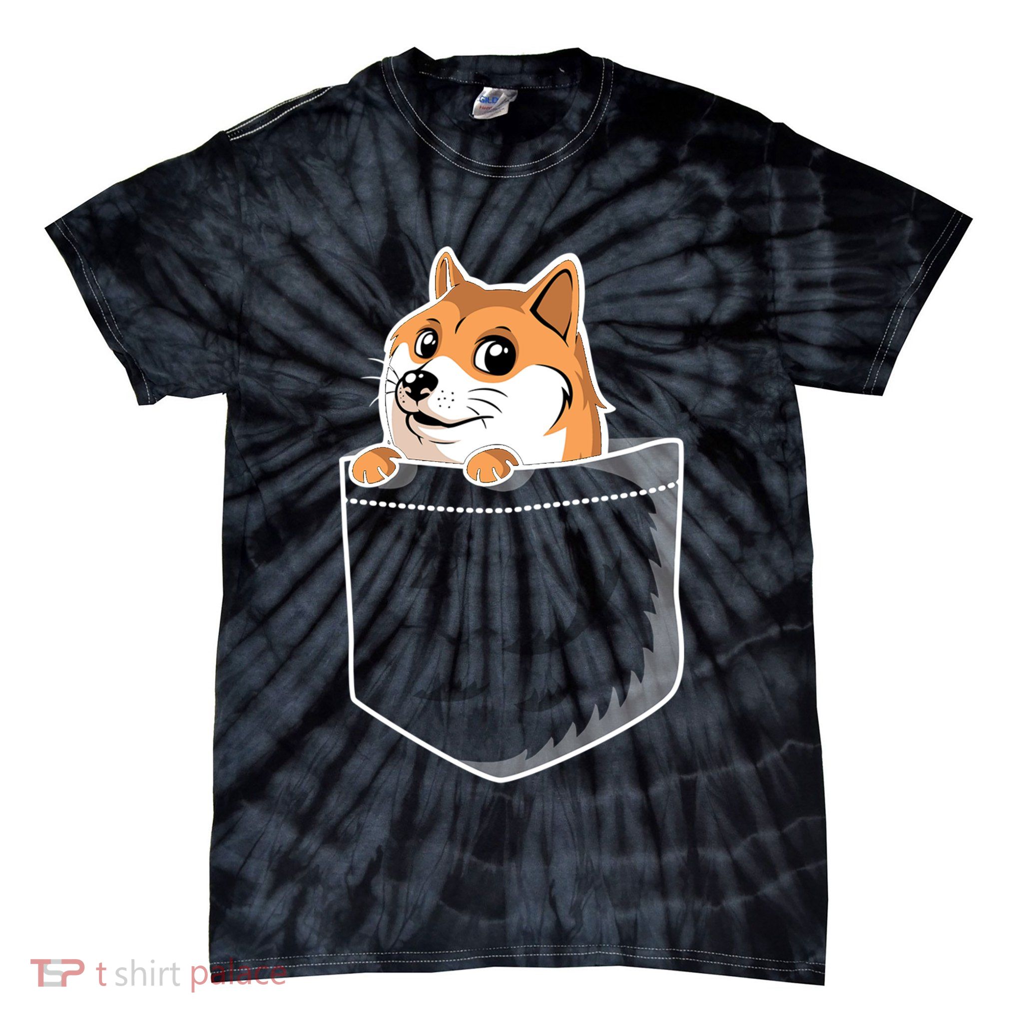 Cute Pocket Dog Design Tie-Dye T-Shirt
