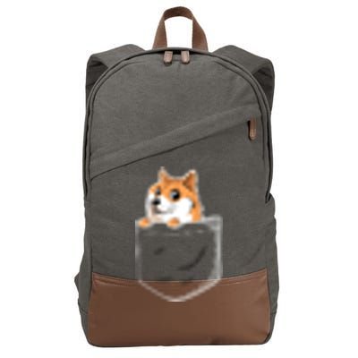 Cute Pocket Dog Design Cotton Canvas Backpack