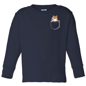 Cute Pocket Dog Design Toddler Long Sleeve Shirt