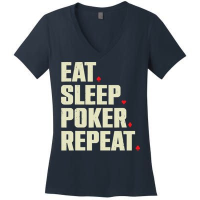 Cute Poker Design Casino Gambling Poker Player Women's V-Neck T-Shirt