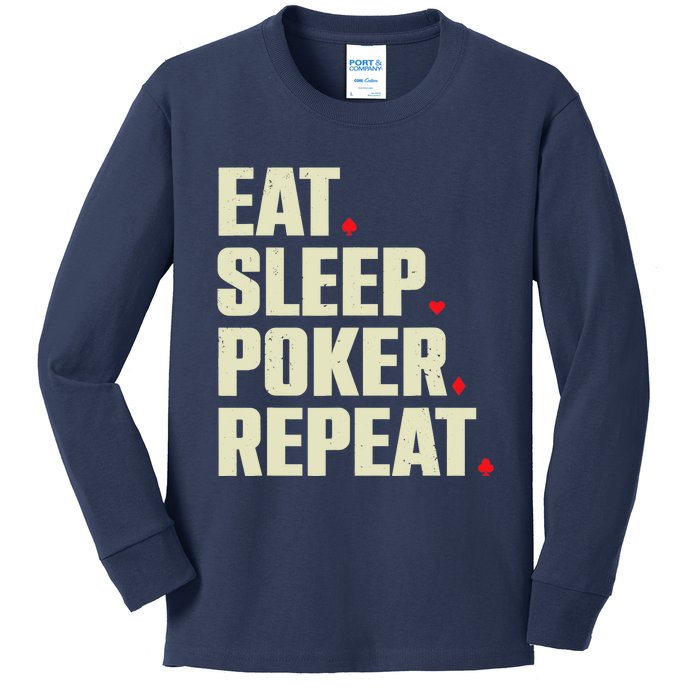 Cute Poker Design Casino Gambling Poker Player Kids Long Sleeve Shirt