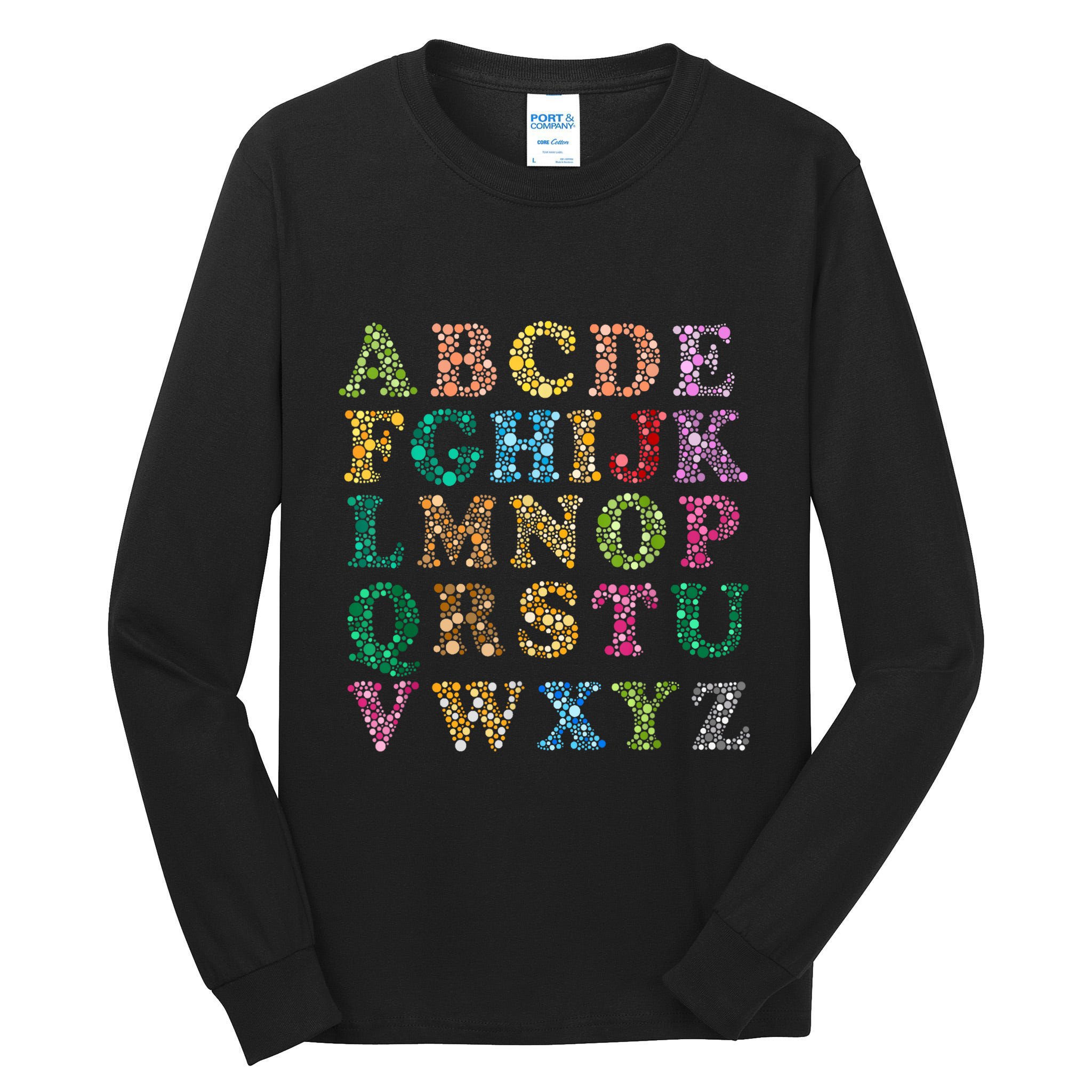 Colorful Polka Dots Alphabet Kids Girls Happy Dot Day Tall Long Sleeve T-Shirt