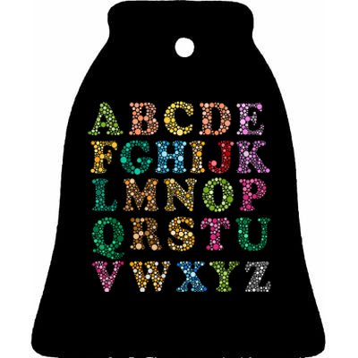 Colorful Polka Dots Alphabet Kids Girls Happy Dot Day Ceramic Bell Ornament