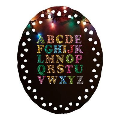 Colorful Polka Dots Alphabet Kids Girls Happy Dot Day Ceramic Oval Ornament