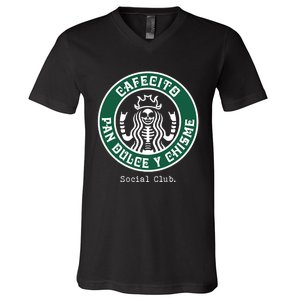 Cafecito Pan Dulce Y Chisme Mexicana Social Club V-Neck T-Shirt