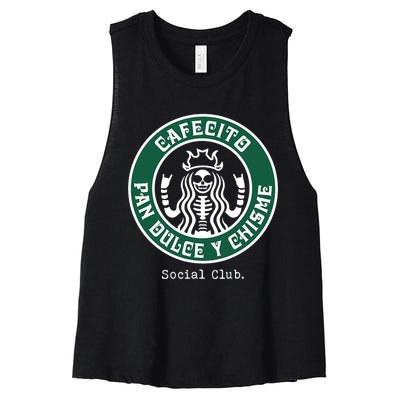 Cafecito Pan Dulce Y Chisme Mexicana Social Club Women's Racerback Cropped Tank