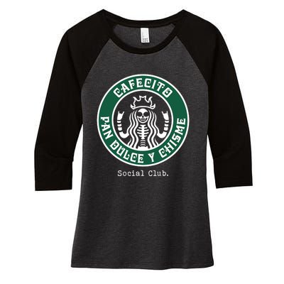 Cafecito Pan Dulce Y Chisme Mexicana Social Club Women's Tri-Blend 3/4-Sleeve Raglan Shirt