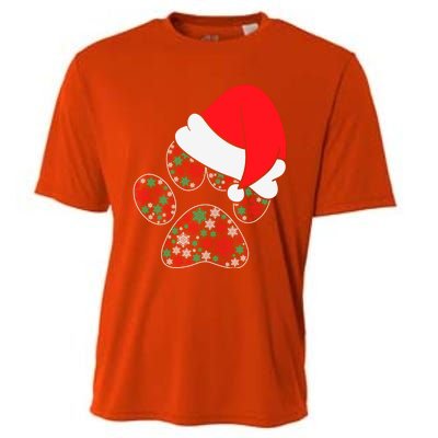 Cute Paw Dog Santa Hat Christmas Xmas Outfit Gift Cooling Performance Crew T-Shirt