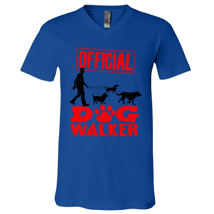 Cute Professional Dog Walker Funny Pet Lover Gift V-Neck T-Shirt