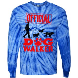 Cute Professional Dog Walker Funny Pet Lover Gift Tie-Dye Long Sleeve Shirt