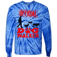 Cute Professional Dog Walker Funny Pet Lover Gift Tie-Dye Long Sleeve Shirt