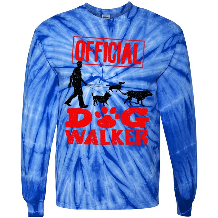 Cute Professional Dog Walker Funny Pet Lover Gift Tie-Dye Long Sleeve Shirt