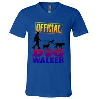 Cute Professional Dog Walker Funny Pet Lover Gift V-Neck T-Shirt