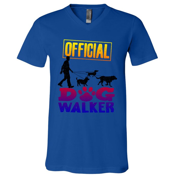 Cute Professional Dog Walker Funny Pet Lover Gift V-Neck T-Shirt