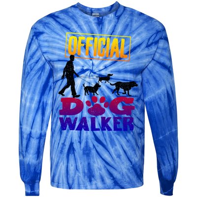 Cute Professional Dog Walker Funny Pet Lover Gift Tie-Dye Long Sleeve Shirt