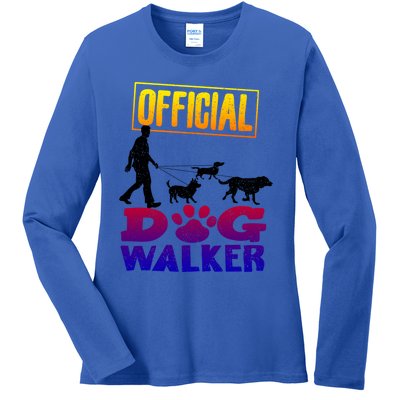 Cute Professional Dog Walker Funny Pet Lover Gift Ladies Long Sleeve Shirt