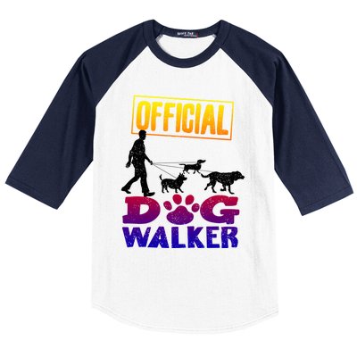 Cute Professional Dog Walker Funny Pet Lover Gift Baseball Sleeve Shirt