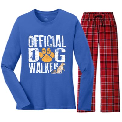 Cute Professional Dog Walker Funny Pet Lover Gift Cool Gift Women's Long Sleeve Flannel Pajama Set 