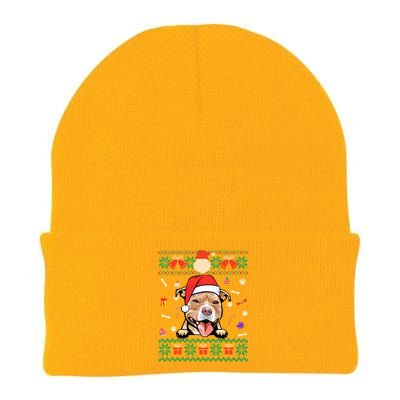 Cute Pitbull Dog Ugly Christmas Santa Hat Xmas Gift Knit Cap Winter Beanie