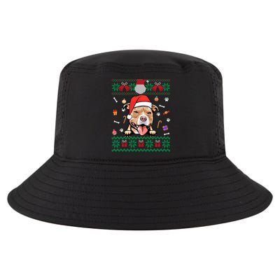 Cute Pitbull Dog Ugly Christmas Santa Hat Xmas Gift Cool Comfort Performance Bucket Hat