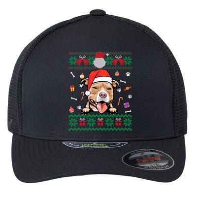 Cute Pitbull Dog Ugly Christmas Santa Hat Xmas Gift Flexfit Unipanel Trucker Cap