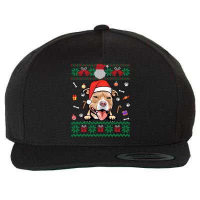 Cute Pitbull Dog Ugly Christmas Santa Hat Xmas Gift Wool Snapback Cap