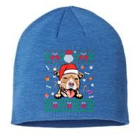 Cute Pitbull Dog Ugly Christmas Santa Hat Xmas Gift Sustainable Beanie