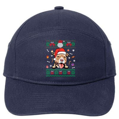 Cute Pitbull Dog Ugly Christmas Santa Hat Xmas Gift 7-Panel Snapback Hat