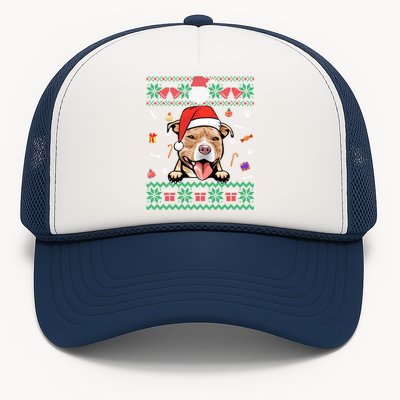 Cute Pitbull Dog Ugly Christmas Santa Hat Xmas Gift Trucker Hat