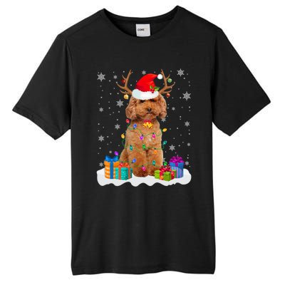 Cute Poodle Dog Christmas Lights Santa Hat Xmas Holidays Gift Tall Fusion ChromaSoft Performance T-Shirt