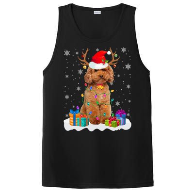 Cute Poodle Dog Christmas Lights Santa Hat Xmas Holidays Gift PosiCharge Competitor Tank