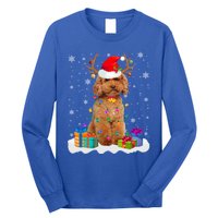 Cute Poodle Dog Christmas Lights Santa Hat Xmas Holidays Gift Long Sleeve Shirt