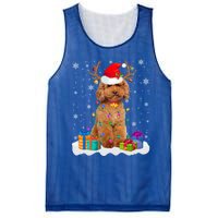 Cute Poodle Dog Christmas Lights Santa Hat Xmas Holidays Gift Mesh Reversible Basketball Jersey Tank