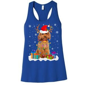 Cute Poodle Dog Christmas Lights Santa Hat Xmas Holidays Gift Women's Racerback Tank