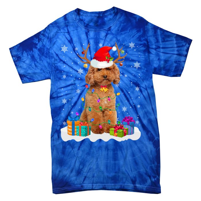 Cute Poodle Dog Christmas Lights Santa Hat Xmas Holidays Gift Tie-Dye T-Shirt