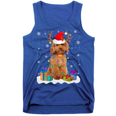 Cute Poodle Dog Christmas Lights Santa Hat Xmas Holidays Gift Tank Top