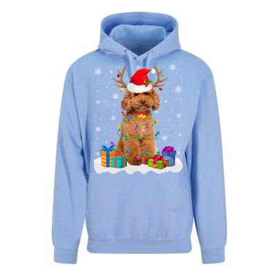 Cute Poodle Dog Christmas Lights Santa Hat Xmas Holidays Gift Unisex Surf Hoodie